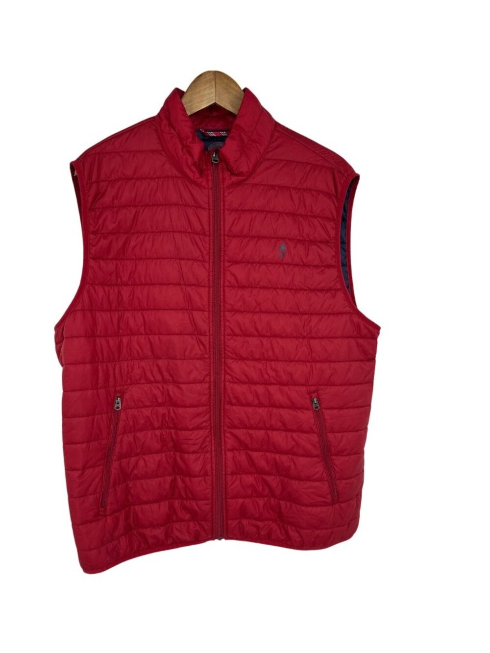 Brooks Brothers Red Fleece Quilted Red Zip Pockets Lightweight Vest Size XL